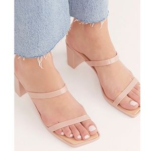 • Jeffery Campbell square toe mule heels in latte •